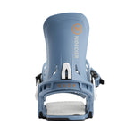 Nidecker Kaon Snowboard Binding - A light blue snowboard binding with a white logo and orange lettering, featuring a textured footbed.