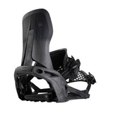 Nidecker Supermatic Carbon Snowboard Bindings - Black snowboard bindings with carbon fiber accents and silver buckles.