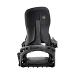 Nidecker Supermatic Carbon Snowboard Bindings 2025 - A pair of black snowboard bindings with a carbon fiber base and silver screws.