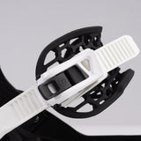 Nidecker Prime Youth Snowboard Bindings 2025 - A pair of black snowboard bindings with white straps and buckles.
