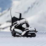 Nidecker Prime Youth Snowboard Bindings 2025 - A pair of black and white snowboard bindings with a geometric pattern on the straps.