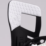 Nidecker Prime Youth Snowboard Bindings 2025 - A black and white snowboard binding with a textured top surface, featuring a circular logo on the left side.