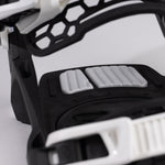 Nidecker Prime Youth Snowboard Bindings 2025 - A black snowboard binding with white straps and buckles.