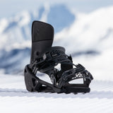 Nidecker Supermatic Carbon Snowboard Bindings 2025 - Black bindings with a carbon fiber pattern on the straps and buckles.