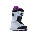 Nidecker Rift Women's Snowboard Boots 2025 - A pair of white snowboard boots with purple accents and black laces.