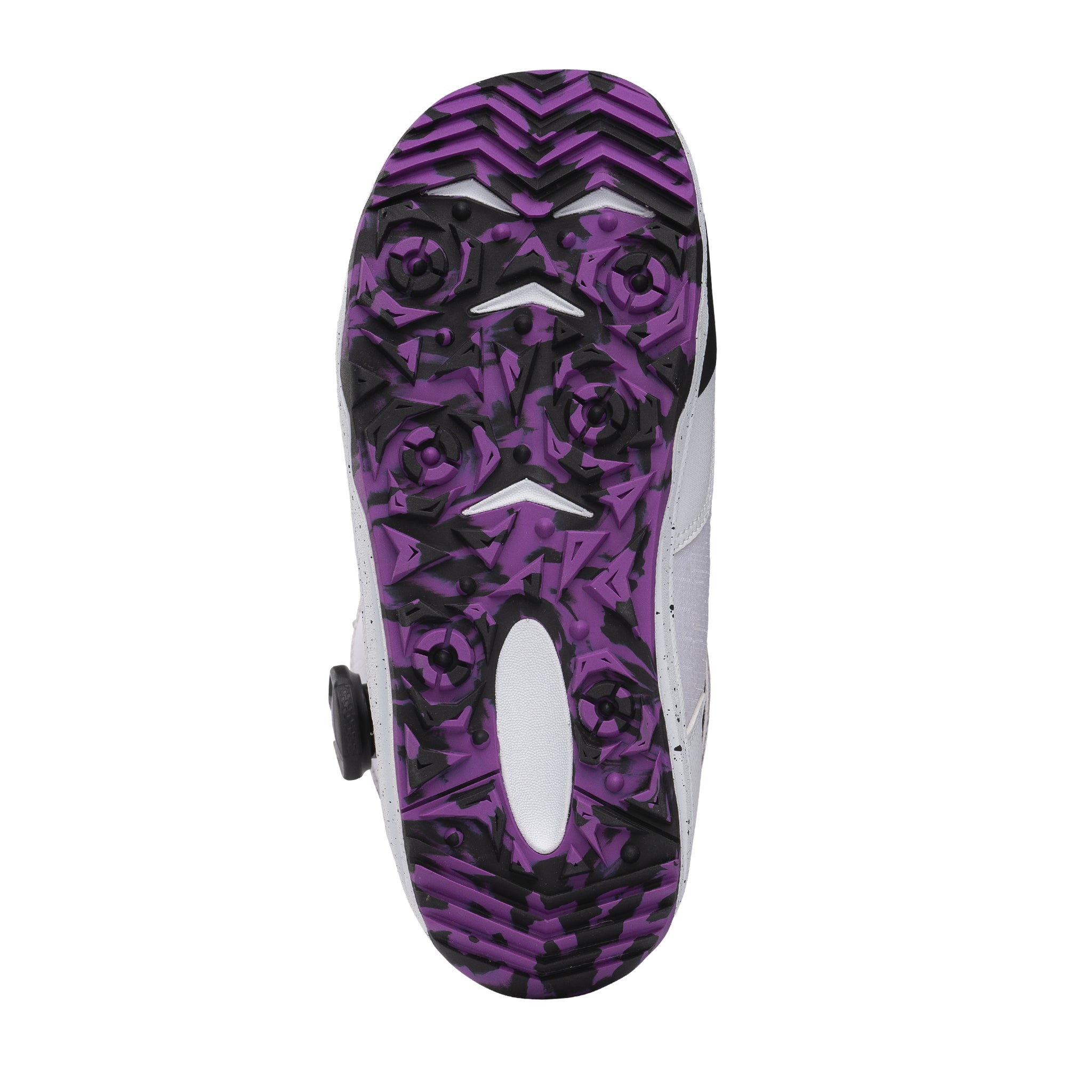 Nidecker Rift Women's Snowboard Boots 2025 - A pair of snowboard boots with a purple and black color scheme, featuring a floral pattern on the upper portion.