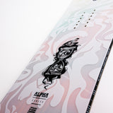 Nidecker Alpha Snowboard 2025 - A snowboard with a black and white abstract design on its top surface.