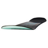 Nidecker Merc Snowboard 2025 - A black snowboard with a blue and yellow logo on top, featuring a light green underside.