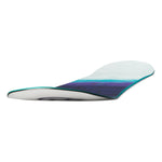 Nidecker Junior's Micron Venus Snowboard 2025 - A snowboard with a predominantly white base and a blue-green gradient design on top, featuring a wavy pattern.