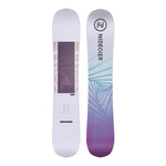 Nidecker Women's Astral Snowboard 2025 - A white snowboard with a purple and pink geometric pattern on top of it.