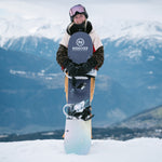Nidecker Ora Women's Snowboard 2025 - A blue snowboard with a white logo and white lettering on the bindings.