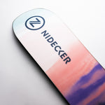 Nidecker Ora Women's Snowboard 2025 - A snowboard with a white base and blue and pink tie-dye pattern on top.