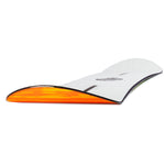 Nidecker Sensor Pro Snowboard 2025 - A white snowboard with a black logo and black binding mounts on top of a green background.