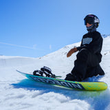 Nidecker Sensor Youth Snowboard 2025 - A blue snowboard with a white logo and black bindings.
