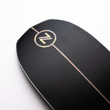 Nidecker The Smoke Snowboard 2025 - A black snowboard with a white logo featuring a stylized "Z" and a thin, horizontal line through it.
