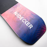 Nidecker Venus Plus Women's Snowboard 2025 - A pink and blue snowboard with a swirling pattern on its top surface.