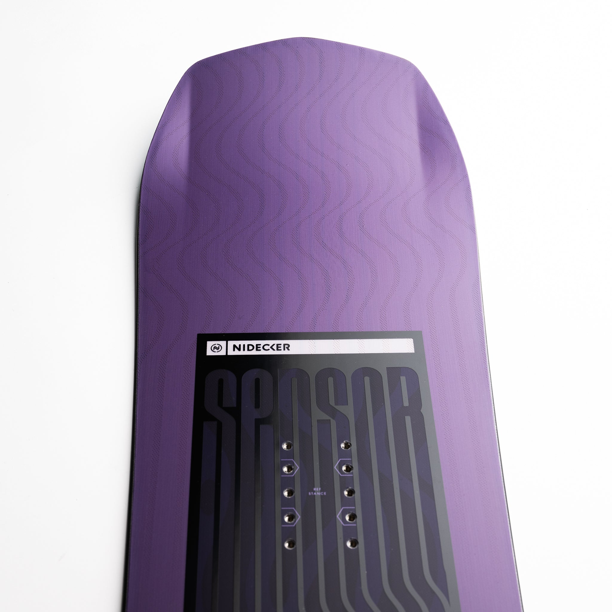 Nidecker Sensor Women's Snowboard 2025 - A purple snowboard with a wavy pattern and black lettering on top.