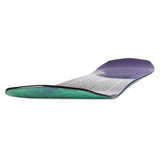 Nidecker Sensor Women's Snowboard 2025 - A snowboard with a purple and green design, featuring a pattern of wavy lines on its top surface.