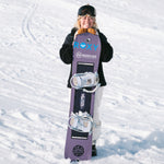 Nidecker Sensor Women's Snowboard 2025 - A purple snowboard with a black wavy pattern and white lettering, featuring the word "Sensor" on top of the board.