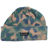 NEW JACK FLEECE BEANIE 2024 - A green and tan camouflage beanie with a black label featuring the word "COAL" in white letters.