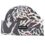 NEW JACK FLEECE BEANIE 2024 - A gray beanie with a pink and blue abstract pattern.