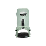 Now Women's Rebel Freestyle Binding 2024 - A mint green snowboard binding with a black strap and buckle.