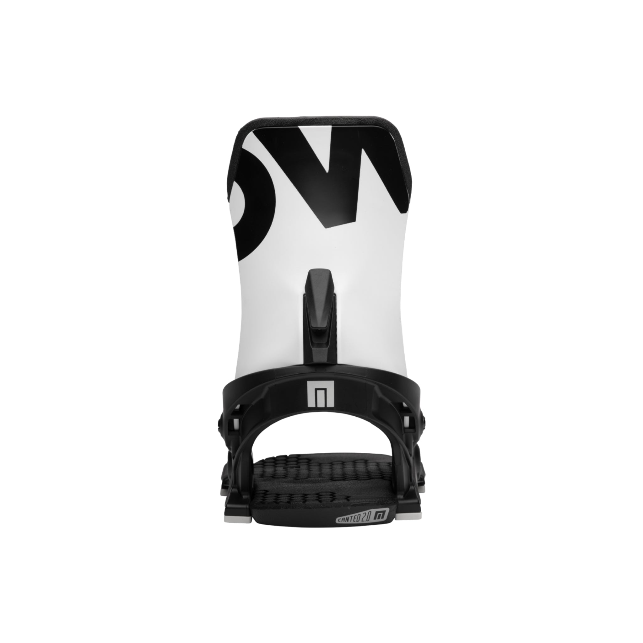 Now Men's Select Snowboard Binding 2024 - A black snowboard binding with a white logo on top and a black strap.