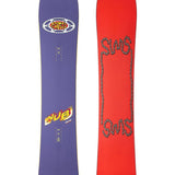 Sims Nub Snowboard 2025 - A purple snowboard with a white gear graphic and "Nub" logo in yellow letters.