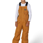 Boys' bronze insulated bib overalls with front pocket and adjustable straps