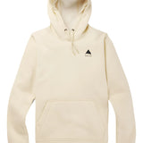 Burton Women's Oak Pullover Hoodie 2025 - A cream-colored hoodie with a small black logo featuring a mountain peak and the word "BURTON" in lowercase letters on the left chest area.