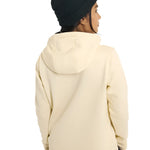 Burton Women's Oak Pullover Hoodie 2025 - A cream-colored hoodie with a kangaroo pocket and drawstring hood.