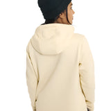 Burton Women's Oak Pullover Hoodie 2025 - A cream-colored hoodie with a kangaroo pocket and drawstring hood.