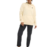 Burton Women's Oak Pullover Hoodie 2025 - A cream-colored hoodie with a black logo on the left chest and a kangaroo pocket at the front.
