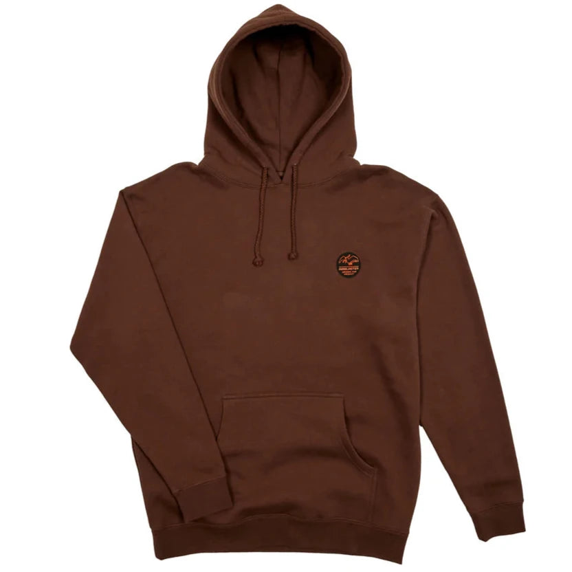 Airblaster OFP Hoodie 2025 - A brown hoodie with a small logo on the chest featuring an orange and black design.