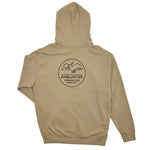 Airblaster OFP Hoodie 2025 - A tan hoodie with a black logo featuring two birds in flight, outlined in thin black lines.