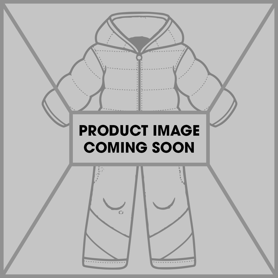Obermeyer Junior's Quinn Insulated One-Piece Suit 2025 - A light gray snowsuit with a hood, featuring a quilted pattern and two zippered pockets on the front.