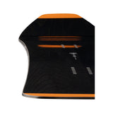 Arbor Padre Snowboard 2025 - A black snowboard with a subtle orange stripe along its top edge.