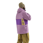 Airblaster Phatstripe Shell Jacket 2025 - A purple jacket with a yellow stripe and black zipper.