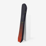 Endeavor Scout QSL Snowboard 2025 - A black snowboard with a red gradient at the bottom and green logos on top.