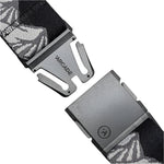 Arcade POW X Joseph Toney Belt 2025 - Black belt with white and grey abstract pattern on strap, silver buckle.