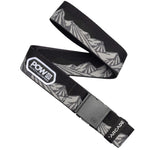 Arcade POW X Joseph Toney Belt 2025 - Black belt with white "POW" logo on the front and a repeating pattern of gray snowflakes along the edges.