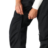 Women’s black cargo pants with zipper pocket and elastic waistband detail