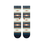PALAMA CREW C SOCK 2023 - A pair of crew socks with a brown, white and blue patterned design.