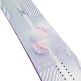 CAPiTA Pathfinder Camber Snowboard 2025 - A snowboard with a light blue background and white diagonal stripes, featuring a large pink heart graphic in the center.