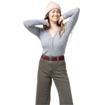 Arcade Plaid Stretch Belt 2025 - Red, black, and white plaid patterned belt with silver buckle.