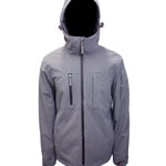 Turbine Planet Insulated Jacket 2025 - A gray jacket with a hood, featuring two zippered pockets on the front and a black zipper running down the middle.