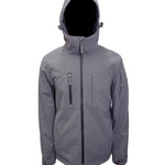 Turbine Planet Insulated Jacket 2025 - A gray jacket with a hood, featuring two zippered pockets on the chest and one zippered pocket on the left arm.
