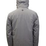 Turbine Planet Insulated Jacket 2025 - A grey jacket with a hood, featuring a small logo on the back and black zippers.