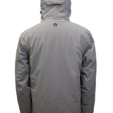 Turbine Planet Insulated Jacket 2025 - A grey jacket with a hood, featuring a small logo on the back and black zippers.