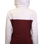 Turbine Women's Powday Insulated Jacket - A white and maroon jacket with a hood, featuring a solid color design on the back.
